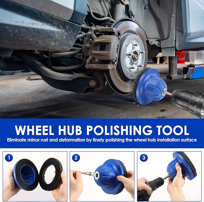 Wheel Hub Grinder Cleaning Tool, Professional Wheel Hub Cleaner Hubs Resurfacing Kit, Universal Wheels Hubs Brush with 150mm Silicon Carbide Disc for Tyre Change Rim Cleaning and Rust Removal (Style2)
