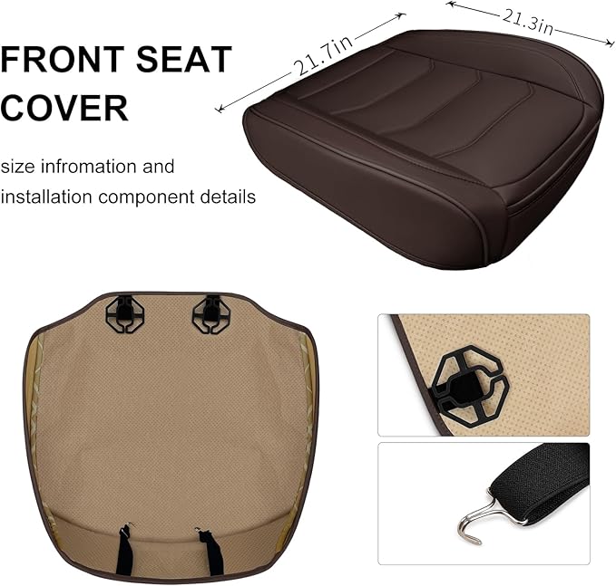 BOPUOVRE Car Seat Cover for Luxury & Comfort - PU Leather, Anti-Slip, Full Wrap Protection with Storage Pocket for Bottom Cushion - Universal Fit for 95% of Vehicles (Coffee Color,2 Piece)