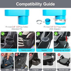 Car Seat Snack Tray for Toddlers - 3 Inch Cup Holder Fits Most Sippy Cups & Straw Bottles with Dip Well, Mess-Free Square Kids Travel Tray Road Trip Essentials, Sky Blue