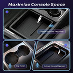 Center Console Organizer Tray for Tesla Model Y Juniper Accessories 2026 and Model 3 Highland Accessories 2024 2025 2026 for Tesla Accessories Cup Holder Matte Black (12PCS-My Juniper 2026+)