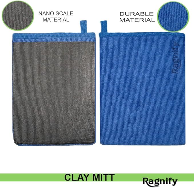 Pack of 2 Clay Mitt Auto Detailing Medium Grade Alternative Mitt for Flawless Removal of Surface Bonded Micro Contaminant (Blue)