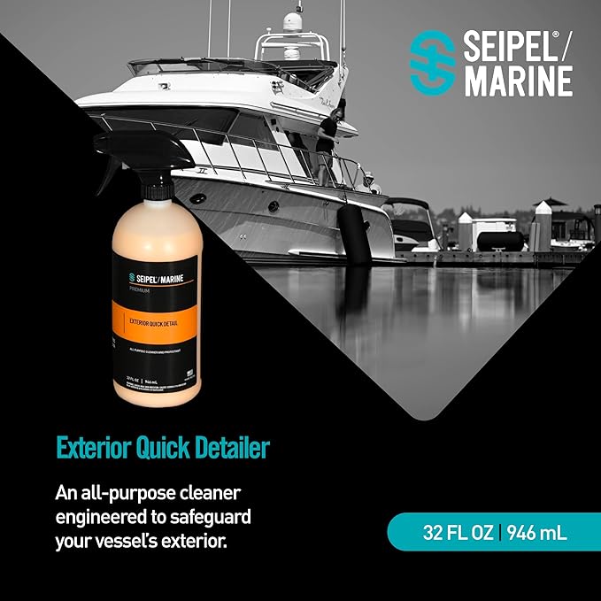 Boat Quick Wax Spray 32oz – Marine Spray Wax & Sealant – 3 in 1 Cleaner, Shine & Protection – Fiberglass, Paint & Vinyl Safe – High Gloss Boat Polish & Detailer