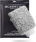 Blackline Microfiber Automotive Wash Mitt -Premium Scratch Free Wash Mitt for Car Cleaning|Car Detailing Accessory Works with Bucket, Car Shampoo, or Foam Cannon | 70%/30% Microfiber Blend, 9"x11"