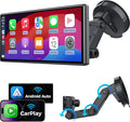 JATAZA 10.26" Wireless Apple Carplay Screen for Car, Secure Strong Bracket, Portable Apple CarPlay& Android Auto Car Stereo with GPS Navigation, Bluetooth, Mirror Link, Voice Control,Fits All Vehicles