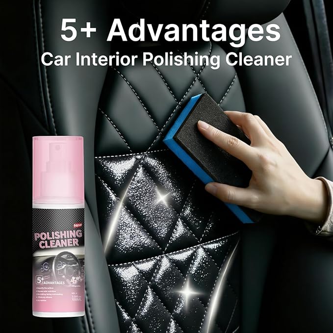 Polishing Cleaner Car Interior, 2026 Upgrade Car Interior Cleaner Spray All Purpose for Leather Plastic Rubber Dashboard Vinyl Seats (1 Pack)