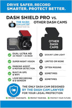 The Dash Cam Lawyer® Dash Shield Pro – 4K + 2K Dual Dash Cam Front & Rear, Attorney-Designed for Accident Evidence, Super Night Vision, Built-in GPS + WiFi, Parking Mode