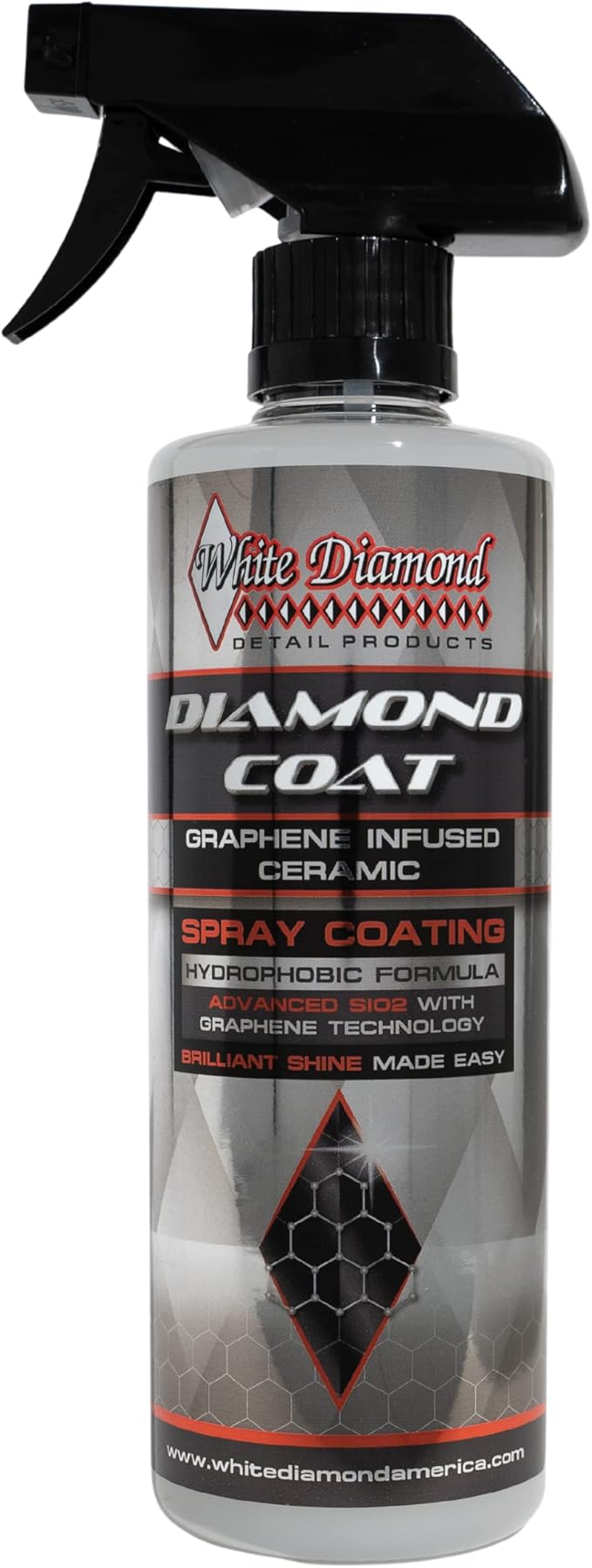 Diamond Coat Graphene Infused Ceramic Spray By White Diamond Detail Products, Advanced SiO2 Technology Infused with Graphene Provides Long Lasting Protection, 16oz Bottle, Brilliant Shine Made Easy