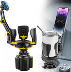 Frani Car Cup Holder Expander with Magnetic Phone Mount - Adjustable Insert Fits 2.68-4.33" Holders, 360° Adjustable Neck & Strong N52 Magnets for iPhone Samsung