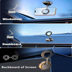 Magnetic Car Phone Holder, 360°Adjustable Vacuum Dashboard and Windshield Mount Magsafe Cell Phone Holders for Your Car, Carbon Fiber 108+LBS Nano Gel Suction Cup, iPhone, Samsung (Silver)