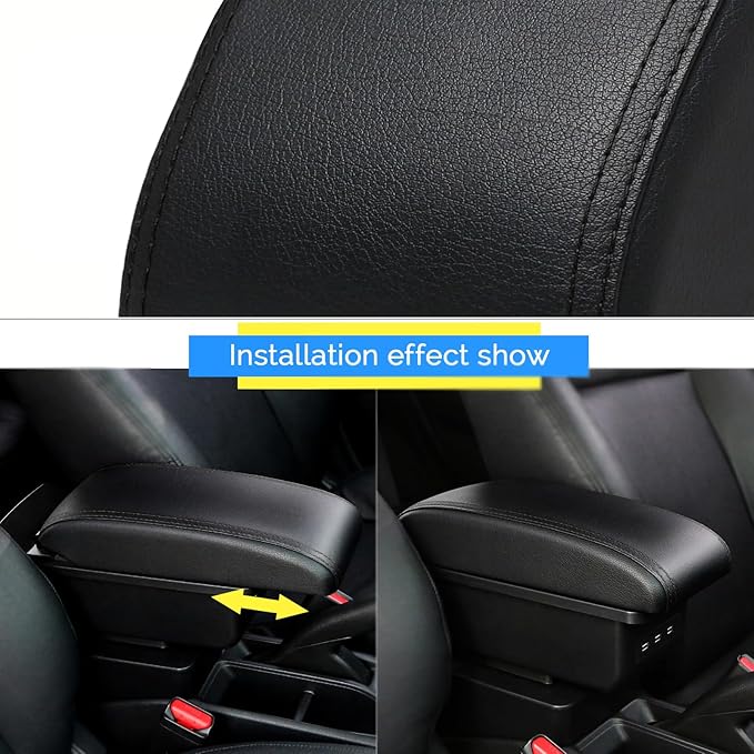 AULPHIKE Compatible with Nissan Versa Armrest 2020-2024 Car Center Console Organizer Armrests Double Layer Storage with 3 USB（Black）