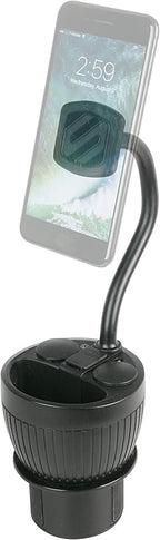 Scosche MAGPCUP MagicMount PowerHub Magnetic Car Cup Holder Phone Mount - Strong Magnet Car Mount for iPhone and Android - Secure Magnetic Cell Phone Holder - USB Charging Ports for Multiple Devices