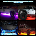 8 Pods RGB LED Rock Lights for Jeeps Trucks Golf Cart ATV UTV RZR SUV Offroad Pickup Car, Waterproof Multicolor Underglow Kit with APP Music Mode Underbody Neon Light Vehicle Underneath Accent 12V