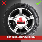 Large Tire Shine Applicator Brush,Vegan Tire Shine Applicator with Curved Brush Head - Automotive Tire Dressing Applicator Brush with Storage Stand for Tire Detailing, 3.6 Inch Length (Red)