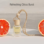 Llum Grapefruit Hanging Car Air Freshener – Luxury Automotive Perfume Diffuser 10ml (0.34 fl oz), Long-Lasting Fragrance, Alcohol-Free Non-Toxic Car Scent, Glass Bottle With Wood Cap & AC Vent Clip