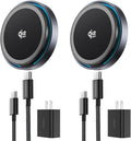 THREEKEY for MagSafe Charger, 2 Pack Qi2 25W Fast Charging Pad with Cooling Fan, Magnetic Wireless Charger with 6.6ft Cable for iPhone 17/16/15 Series (2 Adapters Included)