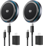 THREEKEY for MagSafe Charger, 2 Pack Qi2 25W Fast Charging Pad with Cooling Fan, Magnetic Wireless Charger with 6.6ft Cable for iPhone 17/16/15 Series (2 Adapters Included)