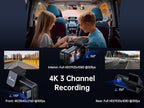 Pelsee 4K 3 Channel Dash Cam Front and Rear Inside, Dash Camera for Cars, 4K+1080P+1080P Dashcam with APP & WiFi, 64GB Card Included, Smart Driving System ADAS DMS, 24H Parking Mode,G-Sensor,256GB Max