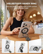 SUPERONE Dual-Side Magnetic Ring Holder, Ideal Gift Gym Phone Grip Kickstand with Cute Pattern for iPhone 17/16/15/14/13/12/ Series, Magsafe Case & Mag Car Mounts, Magnet Ring Included for All Phones