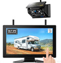 ZEROXCLUB 10.1" Magnetic Solar Wireless Backup Camera System, HD1080P Loop Recording 10.1 Inch Touchscreen Monitor with Quad RV Backup Cameras Wireless System for RV Trailer Tractor Truck, BL101