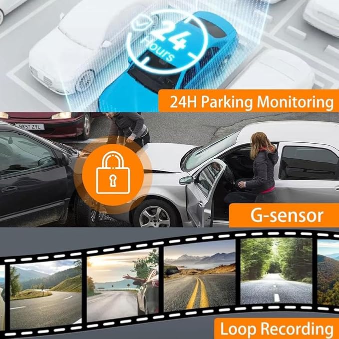 4 Channel Dash Cam for Cars Front Rear Inside & Left Right,360° Dash Cam Front Rear Inside & Left Right, 4K+1080P*3 FHD Car Camera, 5GHz WiFi & App Control,24H Parking Mode,G-Sensor,Loop Recording