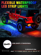 8 Pcs Car Led Light Strip IP67 Waterproof 11" Flexible Led Lights Underglow 12V for Car Motorcycle Boat Golf Cart Interior Exterior Decoration - Green, Blue, Red, White