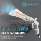 GOCCIDA Tornado Car Cleaning Gun Interior Car Air Gun Car Dust Cleaner Blower Gun,Vortex Air Cleaning Tool for Quickly Blasts Dirt and Dust from Surface(Upgraded Design with Double Nozzle)