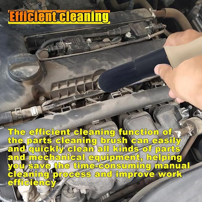 Car Parts Washer Brush, Bullet Head Parts Cleaning Brush for Cleaning Car Interior Exterior, Engine Parts, Wheel Bearing, Boats, Household Grime (Beige)