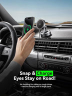 THREEKEY Qi2 Certified MagSafe Car Mount Charger Lite,Car Wireless Charger,15W Magnetic Charger Fast Charging,Retractable Phone Holder with 360°Rotation,Car Mount for iPhone17-12&Galaxy S25 Ultra