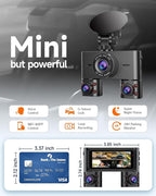 360° Dash Cam Front and Rear Inside, 4 Channel Dash Camera for Cars FHD 1080Px4, Built-in Wi-Fi, 3.16” IPS Screen, WDR Night Vision, Voice Control, Free 64GB Card, 24H Parking Mode