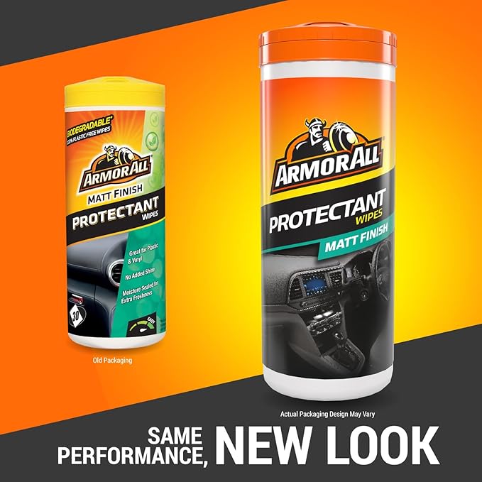 Armor All, 30 Matt Protectant Wipes, Citrus Scent, Suitable for Plastic and Vinyl, Restores your Surfaces Appearance and Keeps them Protected, Ideal For Car Detailing, Freshness Lock, Made in the UK