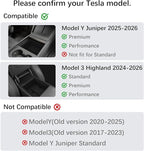Center Console Organizer Tray for Model Y Juniper 2025 2026 & Model 3 Highland (2024-2026), Double-Layer Sliding Hidden Armrest Storage Box, Tesla Accessories (Matte Black)