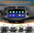 Car Radio Stereo for Toyota RAV4 2007-2012 Without JBL Sound System, Support Wireless Carplay/Android Auto/Mirrorlink, 10 Inch QLED Touchscreen with Bluetooth,FM Radio
