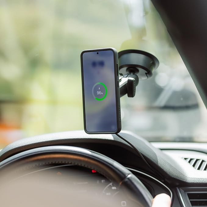 Quad Lock Heavy Duty Suction Car Phone Mount with MAG Phone Case and MAG Wireless Charging Head for iPhone 17e