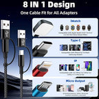 Cruise Essentials 4 in 2 Charging Cable for iPhone Watch Charger/iPhone 17/IP/Micro, Travel Multi Charging Cable Cord Compatible for iWatch Ultra/SE/10-1, iPhone16-6, Android, Car Accessories