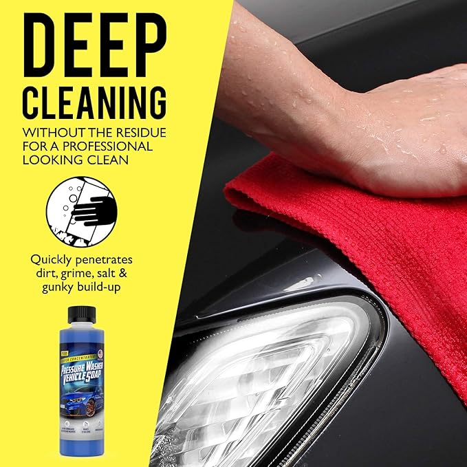Mission Automotive Car Wash Soap Concentrate - 8 Fl Oz 12-Gallon Yield - Biodegradable Formula & Pressure Washer Solution - Pressure Washer Detergent - Soft Wash & Boat Soap