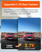 Vantrue E2 Dash Cam Front and Rear, 2.7K Upgrade Rear Cam, Dual STARVIS, 2.7K + 2.7K Dash Camera for Cars, Voice Control, WiFi, GPS, Night Vision, 24H Parking Mode, G-Sensor, 2.45" IPS, Support 512GB