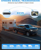 Solar Wireless Backup Camera, 5" 1080P DVR Monitor, 2-Min No-Wiring Installation Back Up Camera, 4800mAh Battery, Stable Signal, IP69K Waterproof Reverse Camera for Car, SUV, Pickup, Truck, Trailer
