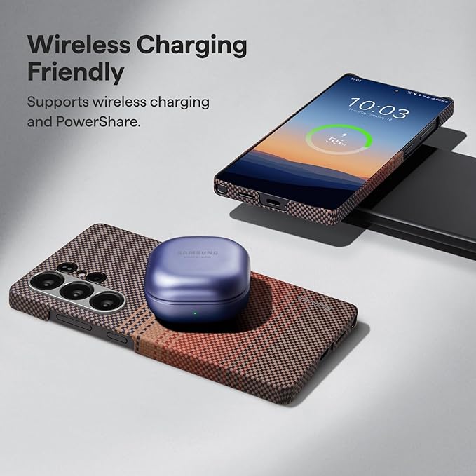 pitaka for S25 Ultra Case 6.9 Inch, Compatible with MagSafe, Slim & Light Samsung Galaxy S25 Ultra Case, 1500D Aramid Fiber Made [Tactile Woven - Sunset]