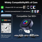 Ultra Mini Wireless CarPlay Adapter with A9 Chip, 5.8GHz Low Latency WiFi, 3-5s Fast Auto Connect, Universal Wireless Apple CarPlay & Android Auto for Factory Wired Cars