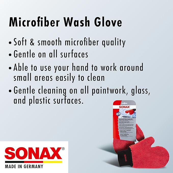 SONAX Microfibre Wash Glove (1 Piece) - Practical Car Wash Glove for The Gentle and Thorough Cleaning of Vehicle External Areas. Durable and Machine Washable | Item No. 04282000