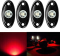 4 Pods LED Rock Lights, Ampper Waterproof LED Neon Underglow Light for Car Truck ATV UTV SUV Offroad Boat Underbody Glow Trail Rig Lamp (Red)