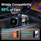 2-in-1 Wireless CarPlay Adapter for Apple iPhone & Android Auto - Wired CarPlay to Wireless Device, T-Shaped for Car USB Plug and Play Auto Reconnect, Auto-Connect, No Delay [2026 Upgraded]