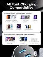 AINOPE 67.5W Super Mini Cigarette Lighter Adapter Car Charger USB C Fast Charging, All Metal PD&QC Type C Car Charger Adapter Outlet Plug Socket for iPhone 17 16 Pro Max 15 14,Samsung S26 S25 Mother's