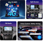 4G LTE QLED Radio for Honda Accord 10th Gen 2018-2022 Upgrade,8-Core CPU Touch Screen Stereo,Wireless CarPlay & Android Auto,Support OEM SWC and Camera