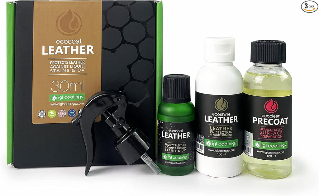IGL Ecocoat Leather, Protector Against Liquid Stains and UV (30ml) - Natural Leather & Artificial Safe