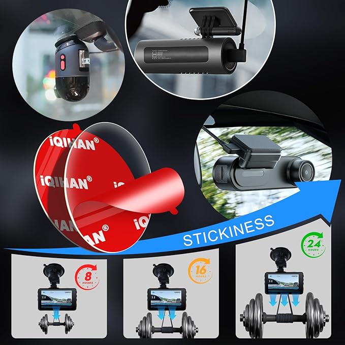 Sticky Adhesive Pads for Windshield Dash Cam Mount, 4-Pack Double-Sided Heat Resistant Dashcam Mounting Tape, Havy Duty Clear Glue Sticker Replacement for Car Camera Windscreen Window Dashboard
