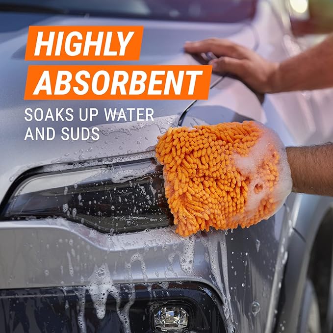 Armor All Microfiber Car Wash Mitt by Armor All, Noodle Tech Car Wash Glove for Clean Cars, Trucks, Motorcycles, 1 Each