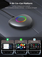 Magic Box - Wireless Carplay/Android Auto/Android AI Box 8GB+128GB, Car Video Box for YouTube, Spotify, Prime Video with Built-in 4G/ WiFi/Dual Bluetooth, OTA, GPS, microSD, OBD II, CB6D