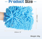 HARFINGTON Chenille Microfiber Car Wash Mitts 9" x 5.5" Scratch Free Wash Gloves Absorbent Double Sided Plush Cleaning Drying Mitts for Car Washing Home Clean Blue