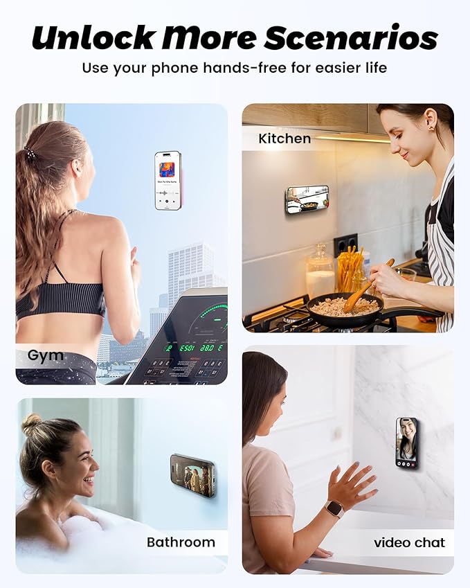 amBand Cute Preppy Stuff Silicone Suction Cup Phone Mount, Detachable Sticky Grip Holder for MagSafe Case, Easy to Use Video Accessories for Yoga/Dance/Call/Fitness, Matcha Green